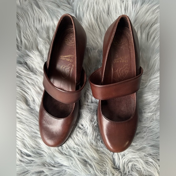 Dansko Womens size 40 Mary Jane Leather Heels Brown Slip On - Picture 7 of 8